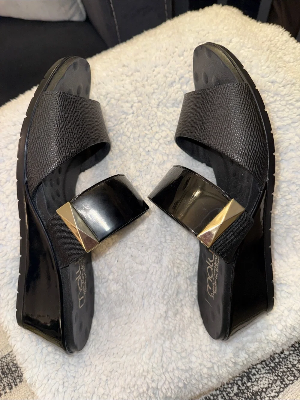 Malu Black Double-Strap Comfort Slide Sandals wedding guest business casual sz 8